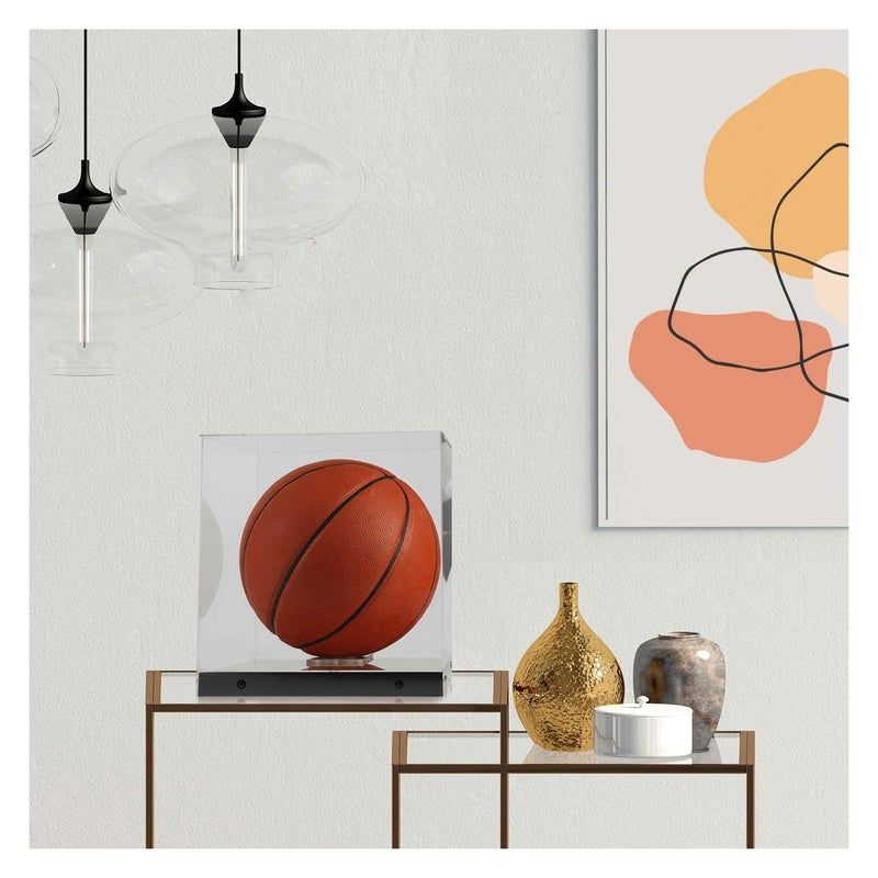 J JACKCUBE DESIGN Basketball Display Case Stand with Wooden Base, Clear Storage for Collectible Sports Memorabilia Holder Cube Case, Autograph Ball Standing Display, Floor (Printing) - MK342SS - Image 4